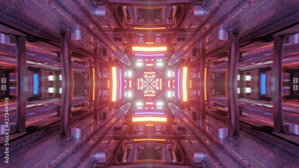 Aufkleber 3d rendering of cool futuristic kaleidoscopic background in vibrant colorful patterns