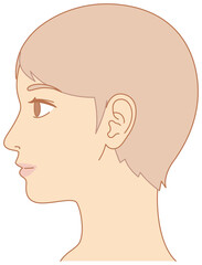 女性　横顔　ショートヘア