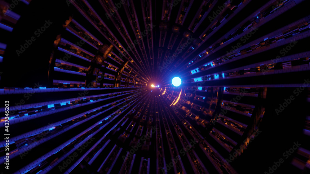 Aufkleber 3d rendering of cool futuristic patterns with lines in vibrant blue colors