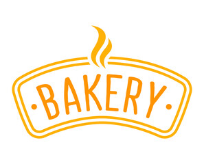 Bakery logo symbol , fresh baked goods, fried crispy crust, good bakery design cartoon style vector illustration, isolated on white. Healthy food, diet baked goods, gluten-free flour