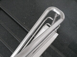 staircase and aluminium railing handle for safety.
