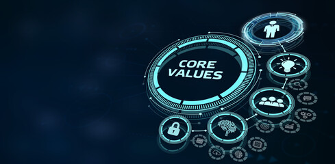 Business, Technology, Internet and network concept. Core values responsibility ethics goals company concept