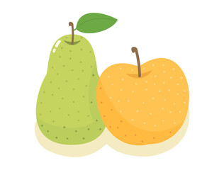 和梨と洋梨のイラストセット