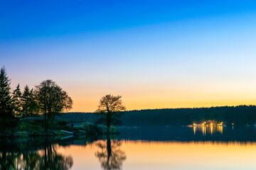 Fototapeta na wymiar sunset on the lake (Stienitzsee, Brandenburg, germany)