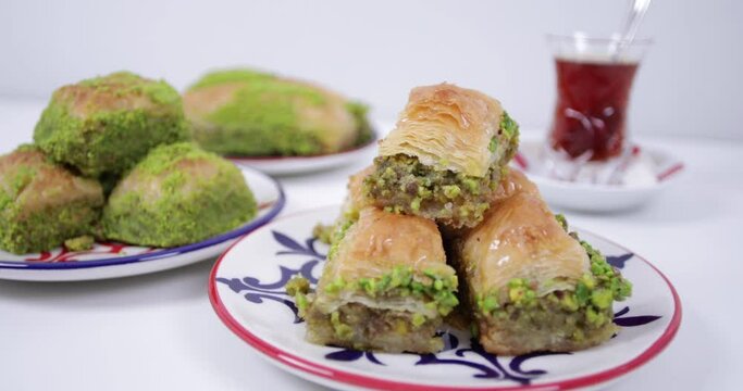 baklava and Turkish tea  for ramadan Kareem