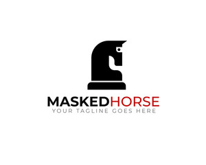 masked black chess horse logo 