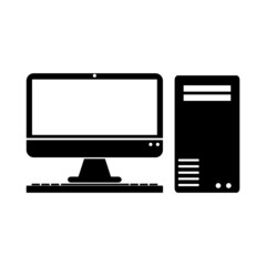 Computer icon Pc symbol Flat design vector illustration. Graphic elements.