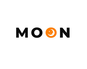 moon wordmark logo with crescent moon as letter o
