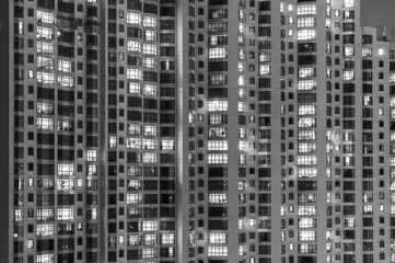 modern high rise residential building in Hong Kong city at night