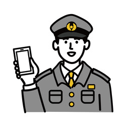 男性　若い　警察官　ベクター　ポップ　スマホ　スマートフォン

