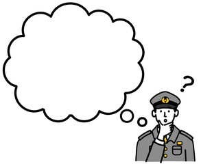 男性　若い　警察官　ベクター　ポップ　考えている　はてな　空欄　空白
