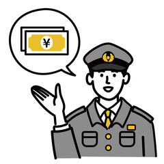 男性　若い　警察官　ベクター　ポップ　現金　キャッシュ
