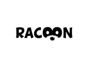 simple racoon wordmark with cute black eyes as letter O © maxdesignstudio