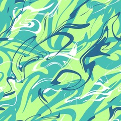 Marble pattern, paint streaks. Abstract seamless pattern. Design for printing on fabric, paper. Ink painting on water. Vector graphics.