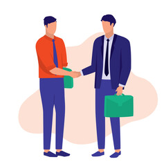 Fototapeta na wymiar Businessman Shaking Hand. Business Partnership Concept. Vector Illustration Flat Cartoon. Two Businessman Making Business Deals.