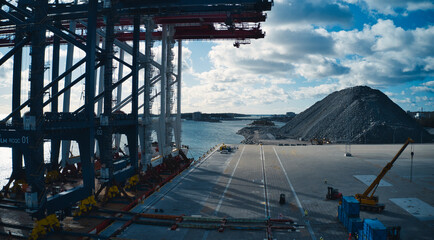 Shipping cranes over seas to Europe and Sweden . High quality photo