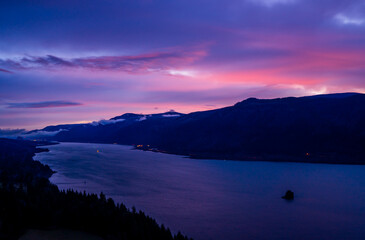 Colorful sunrise in the the Columbia Gorge.