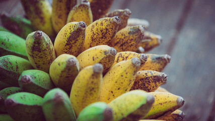 Bananes vertes et jaunes
