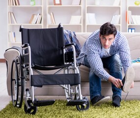 Disabled man recovering at home