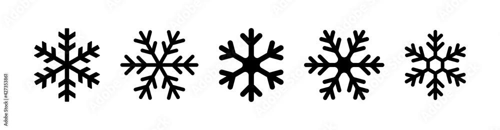 Poster snowflake icon set back color isolated on white background.
