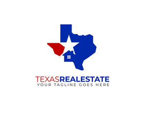 texas state map with silhouette of house 
