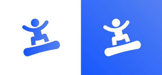 Vector snowboarders. Winter sport activity. Isolated on white and blue background.