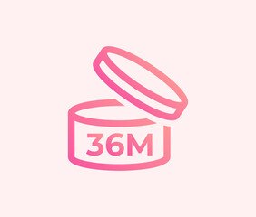 Shelf life icons set. Period after opening 36 months symbol. Vector illustration.