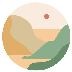 flat icon with images of nature and sunsets. suitable for website design and creativity