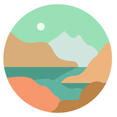 flat icon with images of nature and sunsets. suitable for website design and creativity
