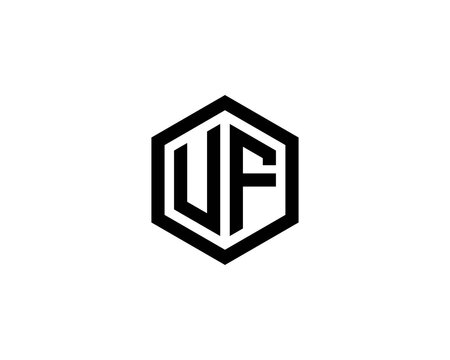 UF FU letter logo design vector template