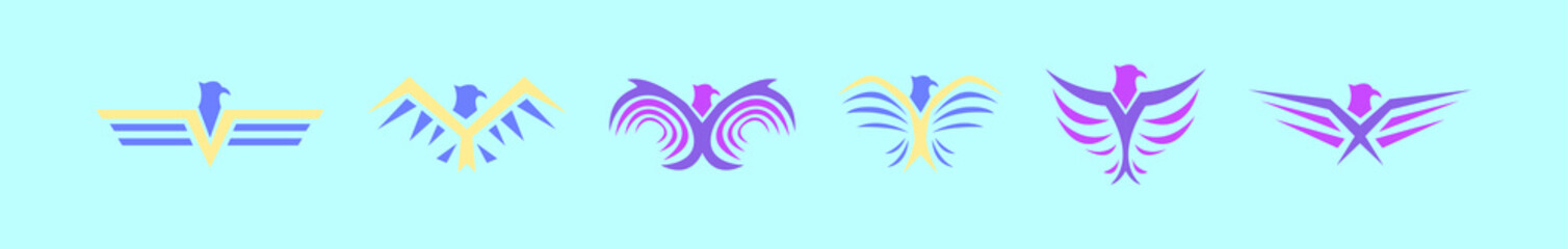 Fototapeta na wymiar set of hawk logo cartoon icon design template with various models. vector illustration isolated on blue background