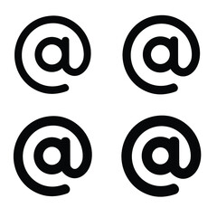 Arroba sign icon. Email address symbol concept with different line thickness styles. Vector illustration isolated on white background. EPS 10.