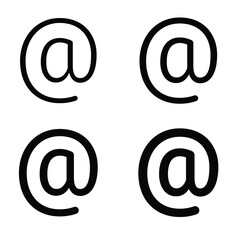 Arroba sign icon. Email address symbol concept with different line thickness styles. Vector illustration isolated on white background. EPS 10.