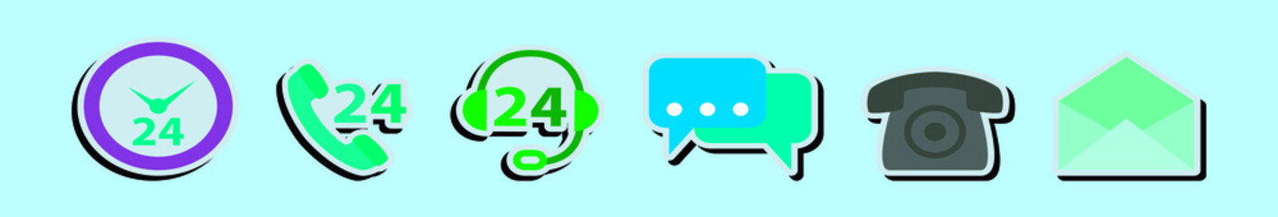 set of contact cartoon icon design template with various models. vector illustration isolated on blue background