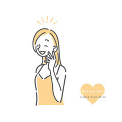 キャミソール姿の女性のシンプルでナチュラルな線画イラスト