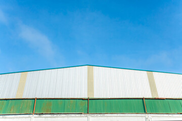 Warehouse and the blue sky background.