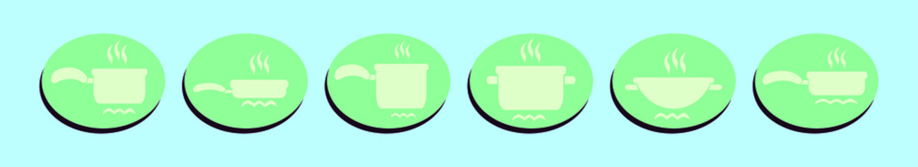 set of kitchen tools cartoon icon design template with various models. vector illustration isolated on blue background