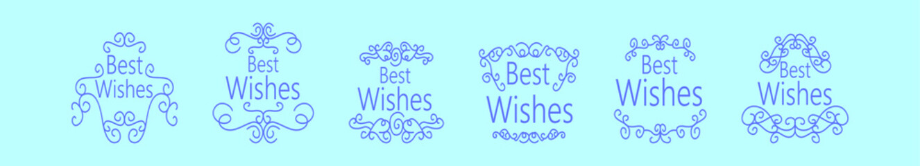 set of swirl best wishes cartoon icon design template with various models. vector illustration isolated on blue background