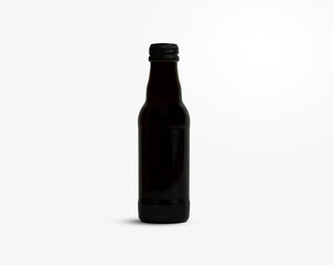 standing dark glass bottle mockup. unlabeled bottle, empty label space for beverages and health care mockup advertisement.