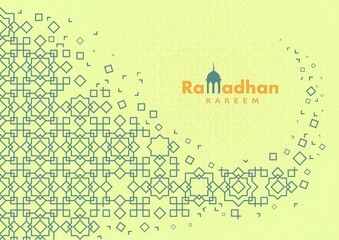 Naklejka premium Vector Illustration Ramadhan Kareem . Blue Geometry Pattern. Green Background. Best For Greeting Cards, Design Element, Poster, Banner, Flyer, Background Decoration