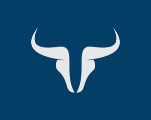 Abstract and simple bull head in silver colors