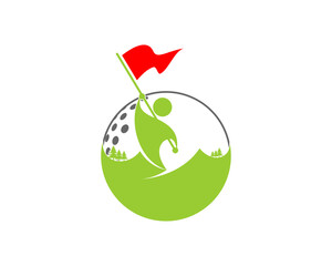 Obraz premium Combination golf yard with golf ball shape