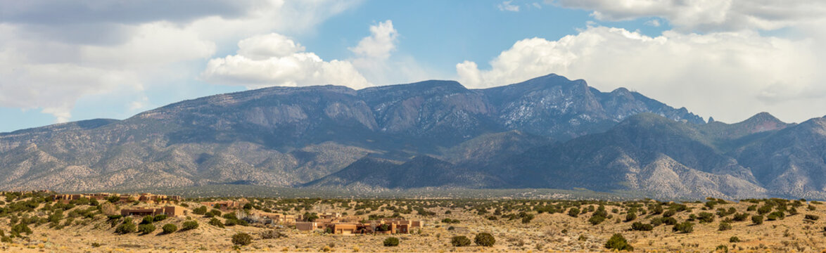 The residential area of the city of Albuquerque and Sandia Mountains, New Mexico
