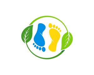Circle nature leaf with foot care inside
