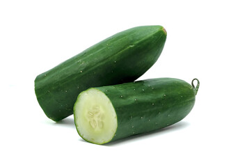 Fresh japanese cucumber sliced isolated on white background