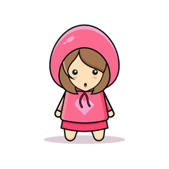 Kawaii illustration beautiful girl wearing hoodie