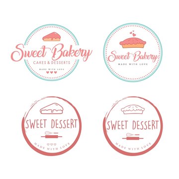 Bakery and Dessert Logo, Zen Bakery Logo, Simple Bakery Logo Set, Bakery Logo Collection Vector Template