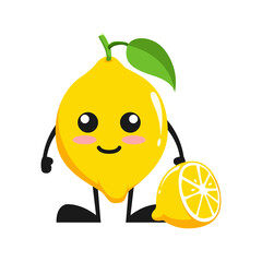 vector illustration of cute lemon fruit expression or character smile. cute lemon fruit Concept White Isolated. Flat Cartoon Style Suitable for Landing Page, Banner, Flyer, Sticker.