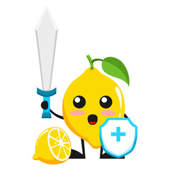 vector illustration of cute lemon fruit medical or character fighting virus. cute lemon fruit Concept White Isolated. Flat Cartoon Style Suitable for Landing Page, Banner, Flyer, Sticker.