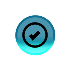Approve blue round button. approve button icon. Editable stroke. Simple illustration mobile concept, web design, application, UI. Design template vector